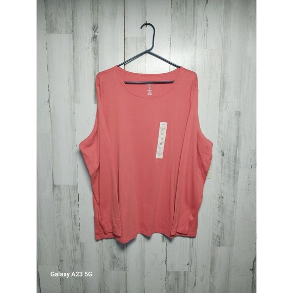 St. John's Bay Women's 2X Long Sleeve Crew Neck Tee In Spiced Coral NWT - Picture 1 of 5